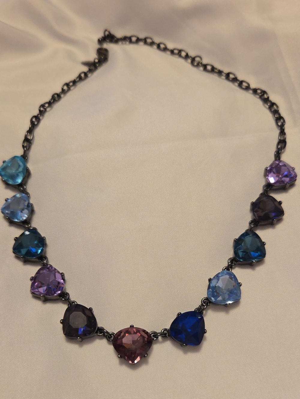 LOGO by Lori Goldstein Multi-Color Heart Crystal Necklace - Purple, Blue, Pink
